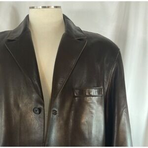 Andrew Marc Nice Leather Jacket Blazer Mens XL Dk Brown/ Lined/ Soft Leather EUC
